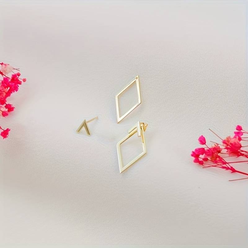 Boucles d'oreilles géométriques en cuivre doré - Élégance minimaliste pour toutes les occasions