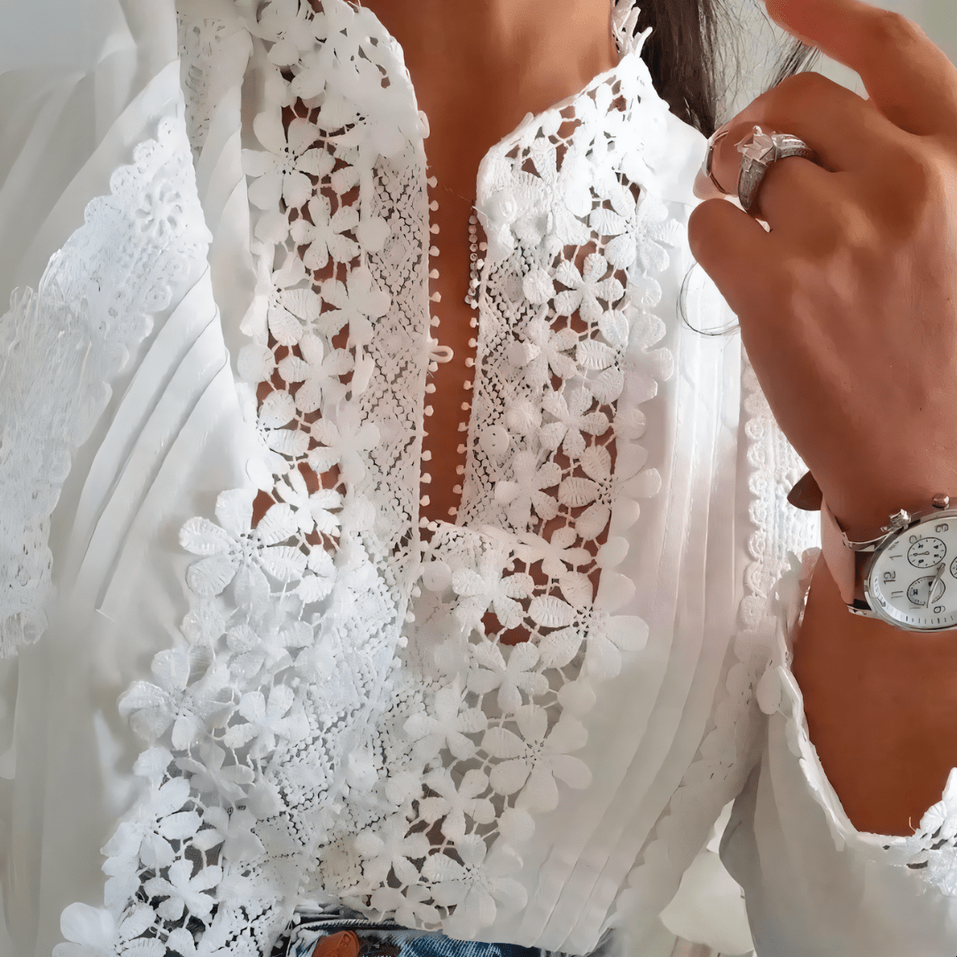 Blouse Elora avec Motif Floral et Dentelle