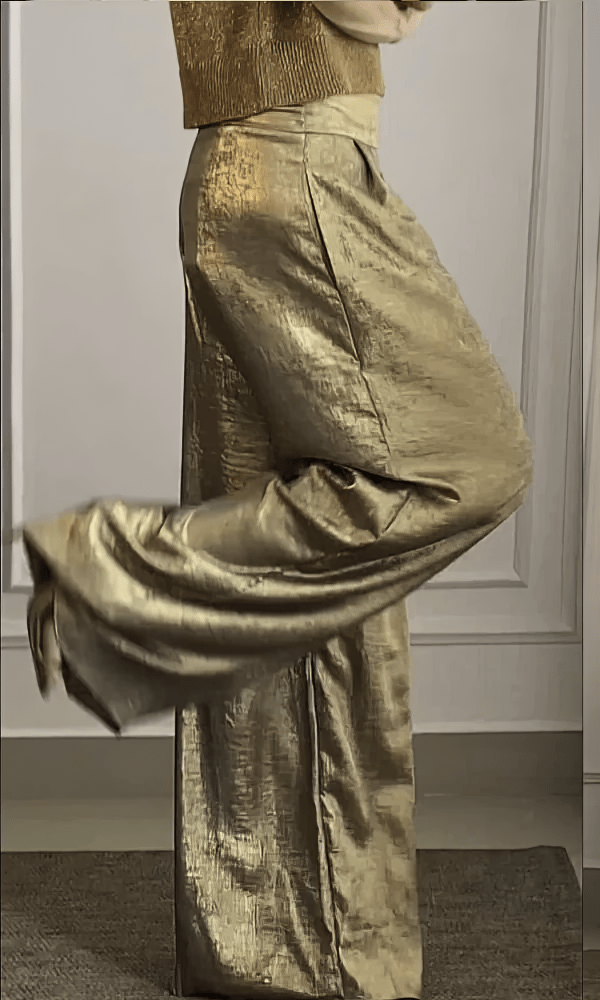 Top à Manches Courtes en Satin avec Pantalon - Ensemble Deux Pièces