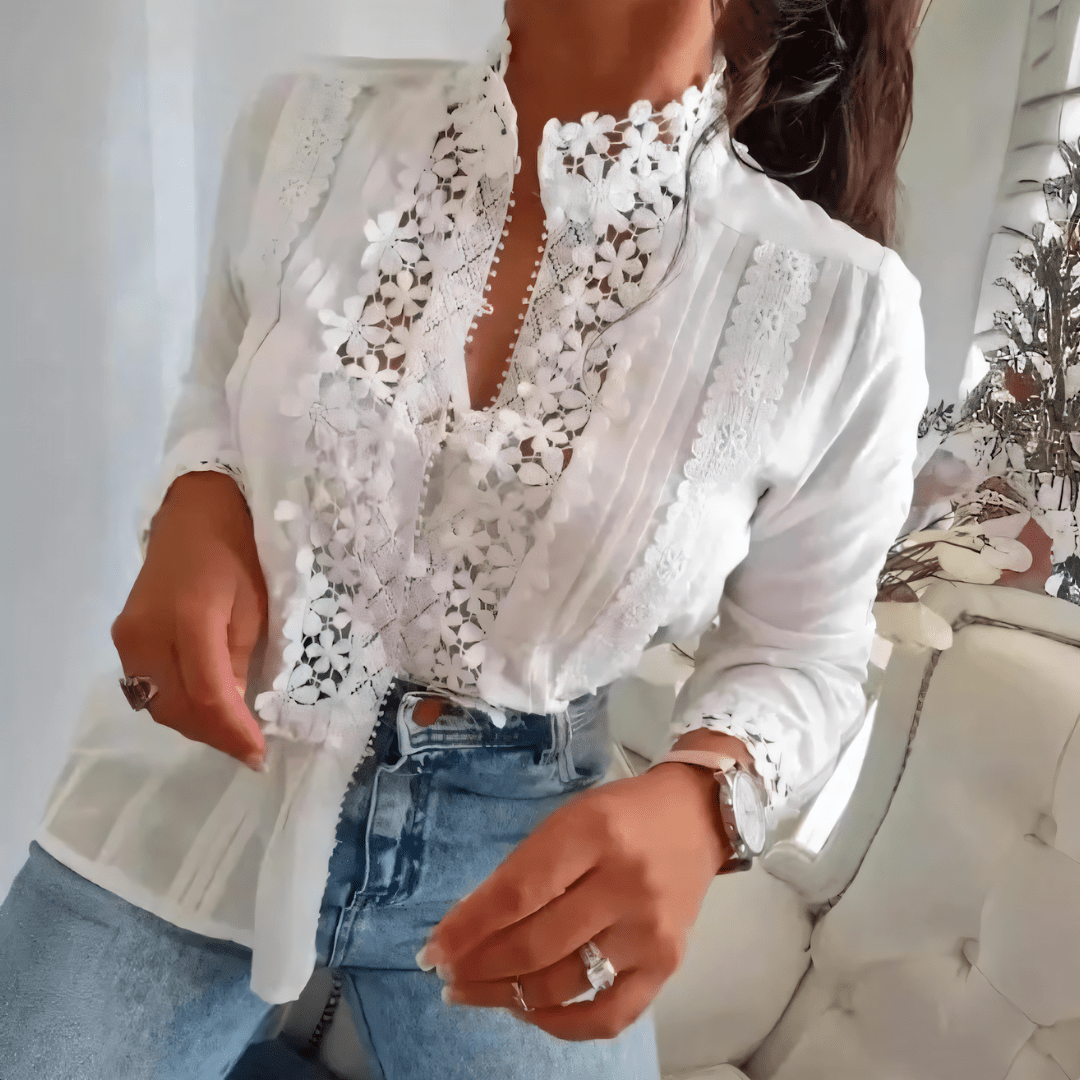 Blouse Elora avec Motif Floral et Dentelle