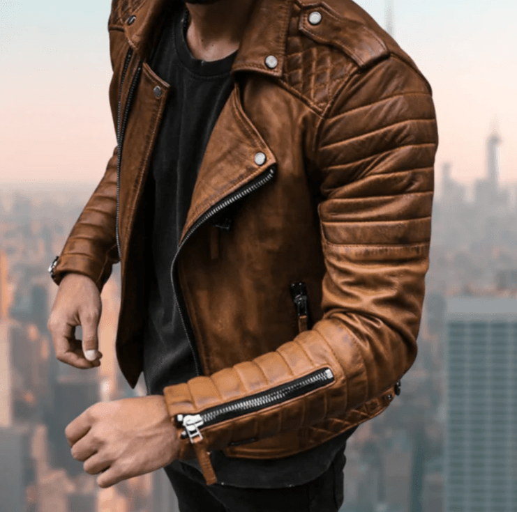 Veste en Cuir pour Hommes - Style Biker Résistant et Tendance