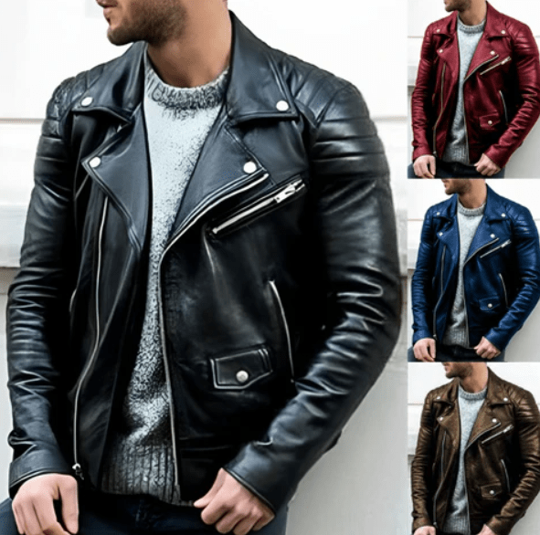 Veste en Cuir pour Hommes - Style Biker Résistant et Tendance