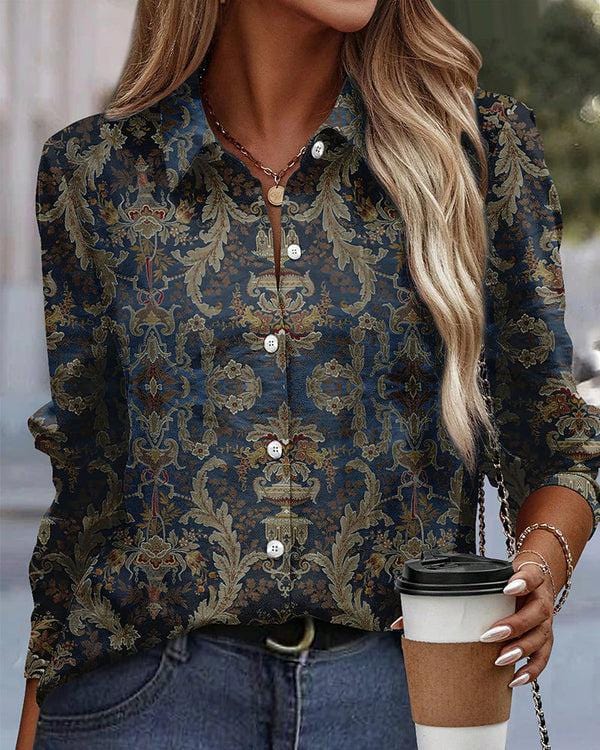 Navy Collared Long Sleeve Shirt