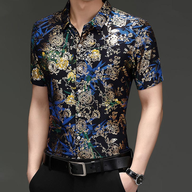 Chemise respirante à manches courtes avec motif tendance pour homme