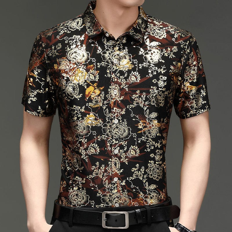 Chemise respirante à manches courtes avec motif tendance pour homme