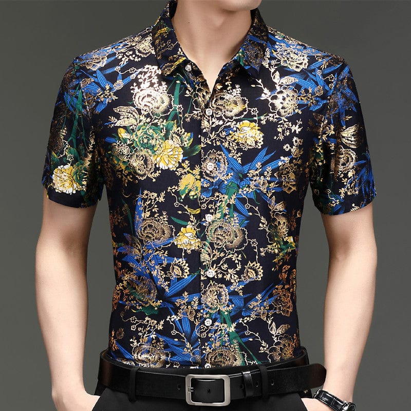 Chemise respirante à manches courtes avec motif tendance pour homme